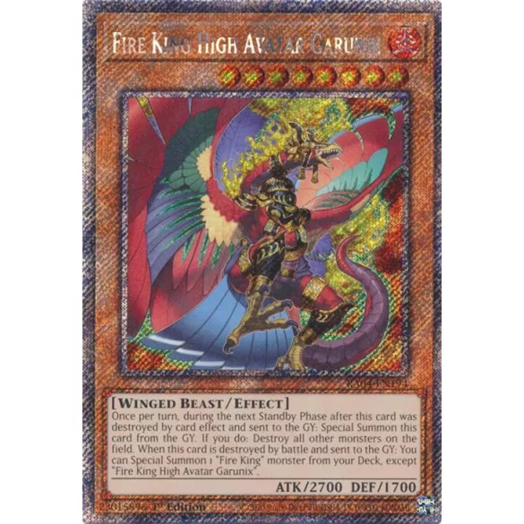 Fire King High Avatar Garunix (Platinum Secret Rare) - Quarter Century Stampede (RA04)