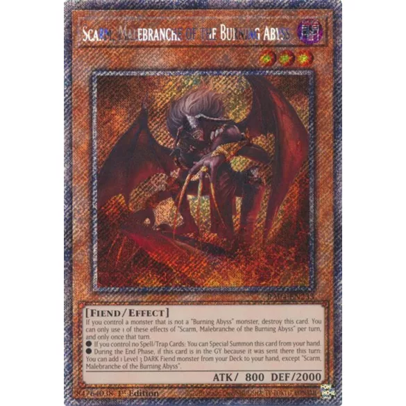 Scarm, Malebranche of the Burning Abyss (Platinum Secret Rare) - Quarter Century Stampede (RA04)