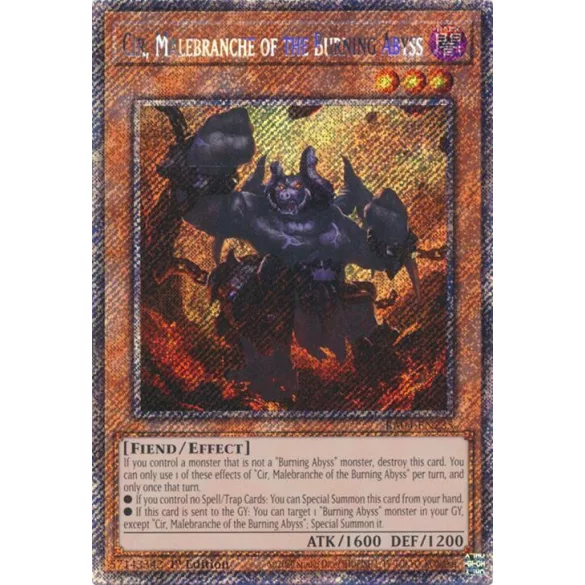 Cir, Malebranche of the Burning Abyss (Platinum Secret Rare) - Quarter Century Stampede (RA04)